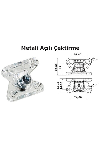METALİ 50 Adet Paket_metali-plastik Dereceli Köşe Bağlantı Şeffaf Çektirme, Ü...
