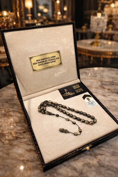 ANP MODA TASARIM Özel Yazılı. Özel Kutulu 24k Altın Parçacıklı Tesbih Erkek H...