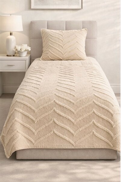 REYS Bohem Arlinageo Tek Kişilik Yatak Örtüsü Takımı 180x240 - BEJ -