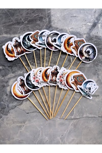 Hiras Dizayn 20 Pieces Ramadan Themed Toothpick Ornaments Cupcake Toothpicks Iftar Decorations Presentation Toothpicks Welcome Ramadan