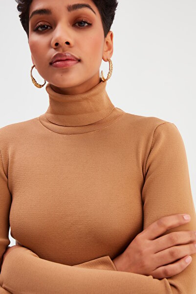 Sateen Пуловер с пълна яка - норка