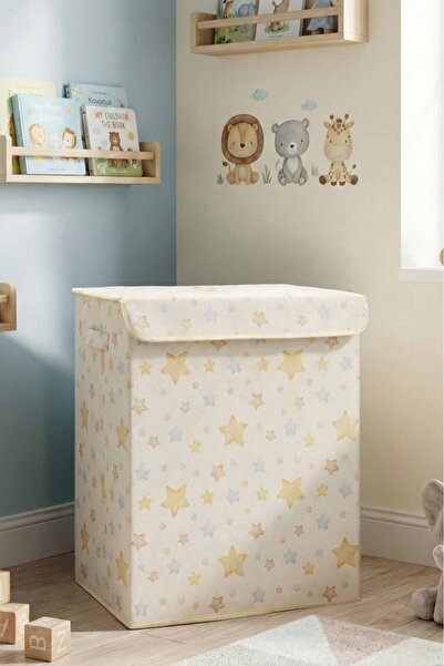 PH Prendi Home صندوق تخزين ملابس متعدد الأغراض منقوش على شكل نجمة مع غطاء منظ...