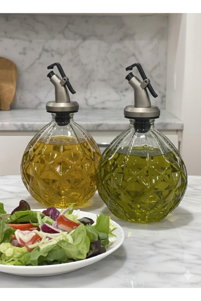 BÜYÜLÜ HOME 2 Li Cam Sosluk Ayçiçek Yağı Zeytinyağı Şişesi Sirkelik Limonluk ...