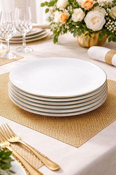 Kütahya Porselen طقم تقديم طعام فينوس 6 قطع ذهبي شبكي