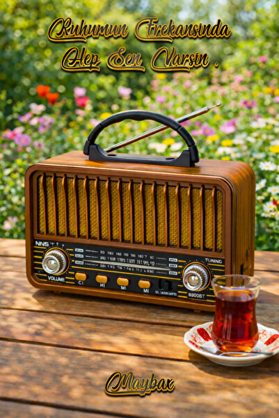 Maybax Klasik Tasarımlı Nostaljik Radyo Bluetooth TF Kart USB FM Radyo Destek...