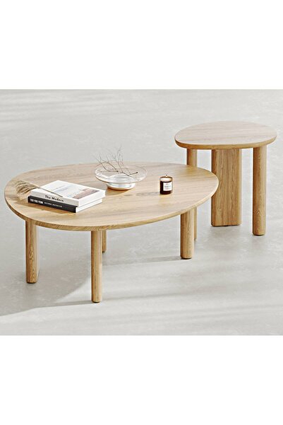 Normod Mandel Masif Meşe Ikili Orta Sehpa Takımı Large