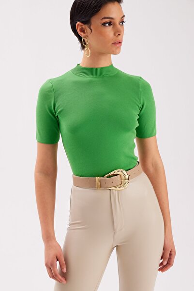 Sateen Yarım Balıkçı Triko - Yeşil