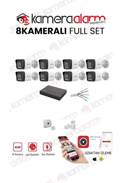 Hikvision 4MP 7/24 Renkli Mikrofonlu 8'li IP Kamera Seti - 1TB eSSD