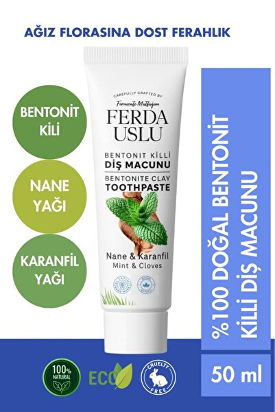 Fermente Mutfağım Bentonit Killi Doğal Diş Macunu - Şekersiz, Florürsüz Beyaz...
