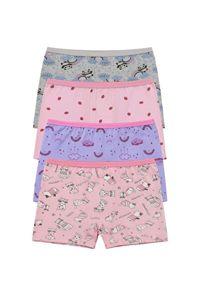 EXMOOR 4 Adet Kız Çocuk Pamuklu Desenli Boxer