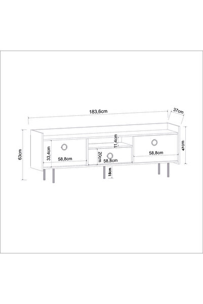 İNARCH DİZAYN T0015 Lidya Kapaklı, Açık Raflı Tv Sehpası, Tv Ünitesi Antrasit...
