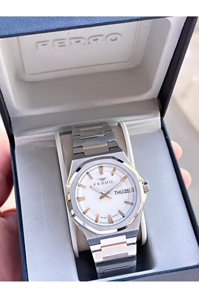FERRO Çelik Kordon Nişan Ve Damat Saati Olarak ITALIAN DESIGN 3 Atm Erkek Kol...