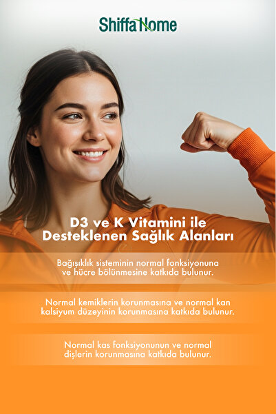 Shiffa Home D3 Ve K Vitamini Içeren Takviye Edici Gıda Takviyesi 30 Softjel