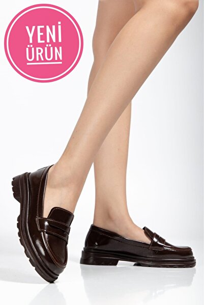 AYAKKABI MEET Дамски кафяви мокасини, ежедневни класически обувки