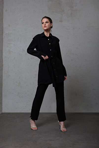 Mizalle Paça Kesikli Siyah Pantolon