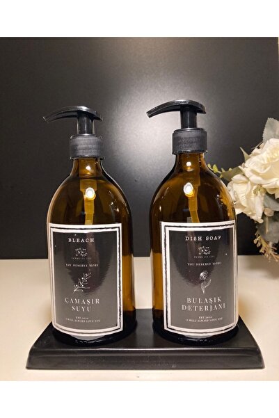 Pembelia Life Siyah Bölmeli Standlı Amber 500ml Bulaşık Deterjanı Çamaşır Suy...