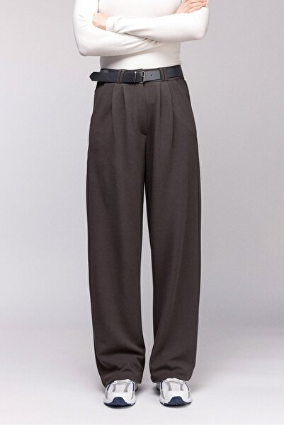 Saade Femei talie înaltă material elastic pantaloni palazzo - Cu centură