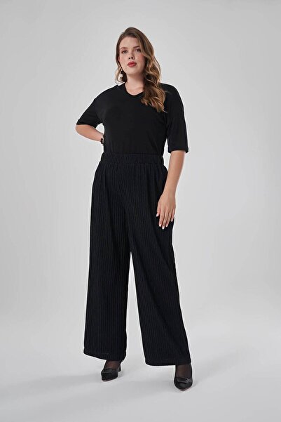 Mizalle Simli Fitilli Siyah Pantolon