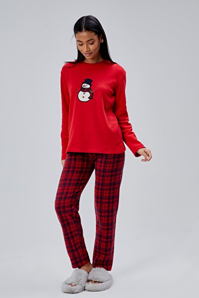 M MOONCOVER Mooncover Women's Snowman Embroidered Christmas Pajama Set – Coup...