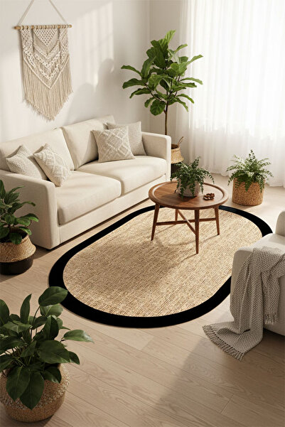 Vertigo Dijital Baskı Halı, Jüt Görünümlü Halı, Hasır Halı, Kaymaz Taban, Yık...