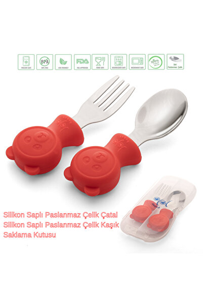 jojobebek Premium Çocuk BPA Free Kaliteli Silikon Saplı Paslanmaz Çelik Uçlu ...