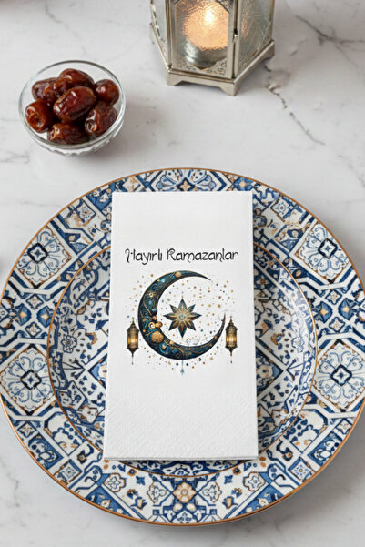 SUFFRA Hayırlı Ramazanlar Desenli 16'lı Çift Katlı Lüks Kağıt Peçete | Ramaza...