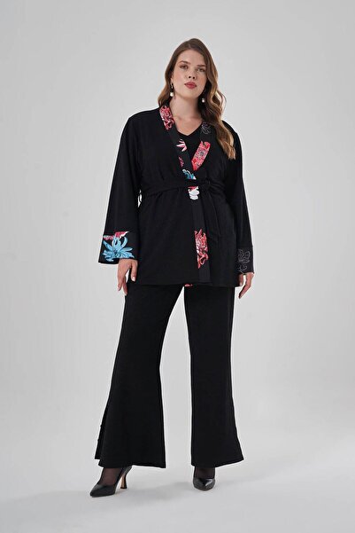 Mizalle Beli Bağcıklı Siyah Pantolon