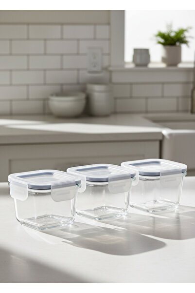 IKEA طقم حاويات تخزين زجاجية 3 قطع سعة 180 مل، أوعية صغيرة مربعة الشكل مفرغة ...