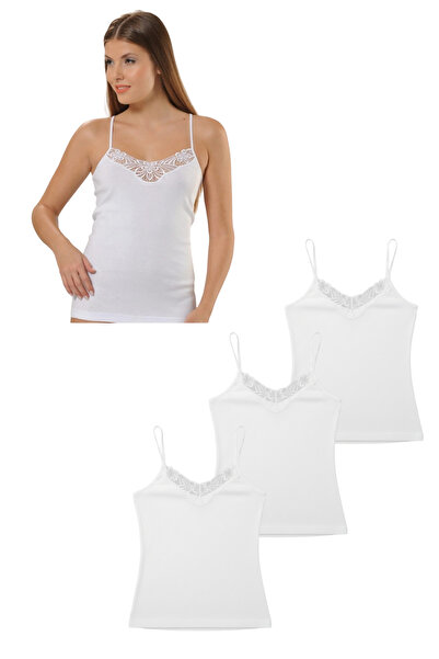 Hmd Бяла 3-компонентна 100% памучна удобна материя с тънки ленти и дантелени ...