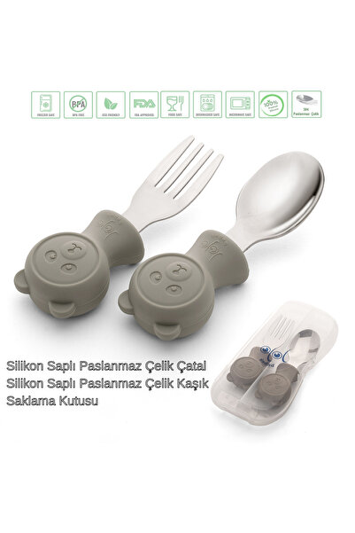 jojobebek Premium Çocuk BPA Free Kaliteli Silikon Saplı Paslanmaz Çelik Uçlu ...
