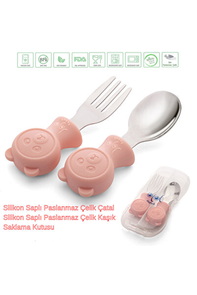 jojobebek Premium Çocuk BPA Free Kaliteli Silikon Saplı Paslanmaz Çelik Uçlu ...