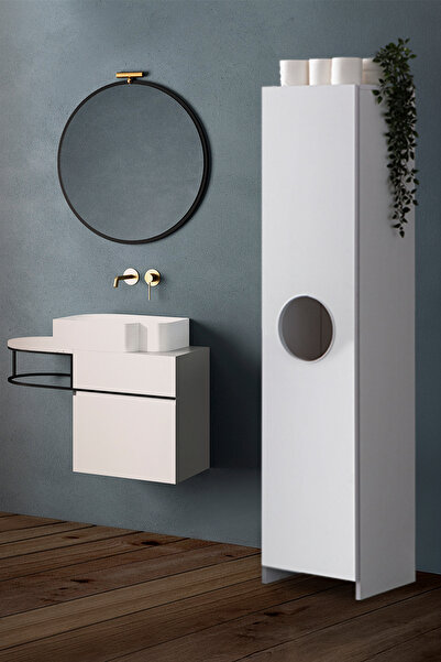 benim odam Diva Kirli Dolabı Kapaklı Raflı Banyo Dolabı Çok Amaçlı Dolap