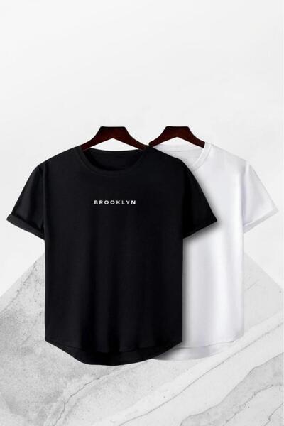 NO 601 Tricou unisex negru-alb Brooklyn 2-PIECE B basic S slim fit Oval K cro...