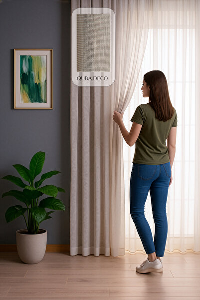 QUBA DECO ستارة تول تحتوي على الكتان، طبيعية، لا تحتاج لكي، لغرفة المعيشة وغر...