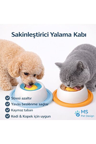 MS Pet Design Köpek ve Kedi Yalama Kabı – Sakinleştirici Yavaş Beslenme Mama ...