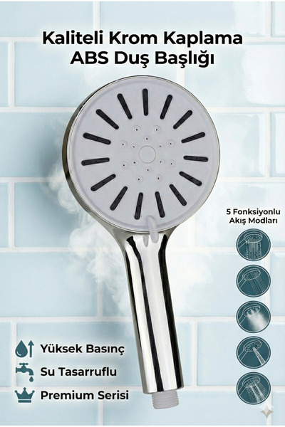 Plodna House Büyük Boy 5 fonksiyonlu Kaliteli Duş Başlığı