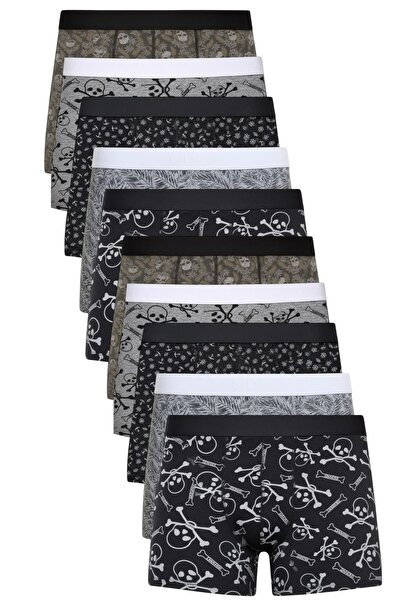 ExLove Pachet de 10 boxeri pentru bărbați din bumbac lycra cu modele