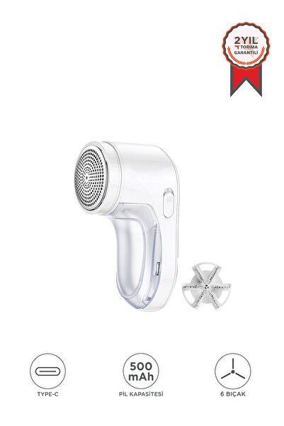 Torima Şarjlı Tüy ve Tiftik Temizleme Makinesi Extra Bıçaklı 708 Beyaz