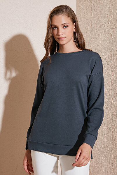 Lela Στρετς Oversize Fit Crew Neck Modal Ύφασμα Φανέλα SWEAT 5865877