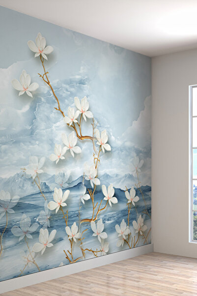 dreamwall Çiçekli Dallar Desenli Silinebilir Sağlıklı Tekstil Duvar Kağıdı