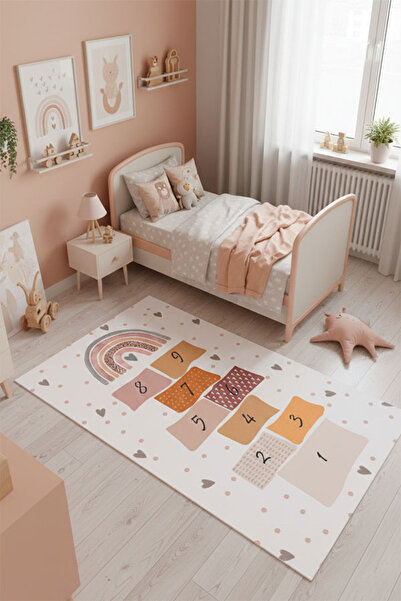 eco concept Seksekli Oyun Halısı, Çocuk Halısı, Dekoratif Halı, Kaymaz Taban,...