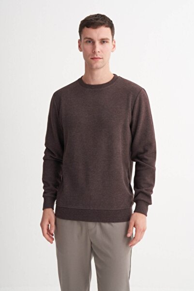 Cazador Siyah Erkek Slim Fit Pamuk Karışımlı Selanik Örgü Sweatshirt