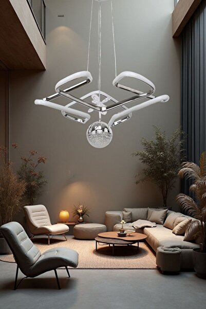 Harnelli 3 Renk Yanabilen Şeker Camlı Modern Ledli Avize