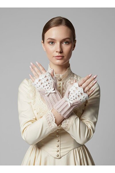 İLKCET MODA Γάντια πλεκτά χωρίς δάχτυλα σε στυλ Victoria