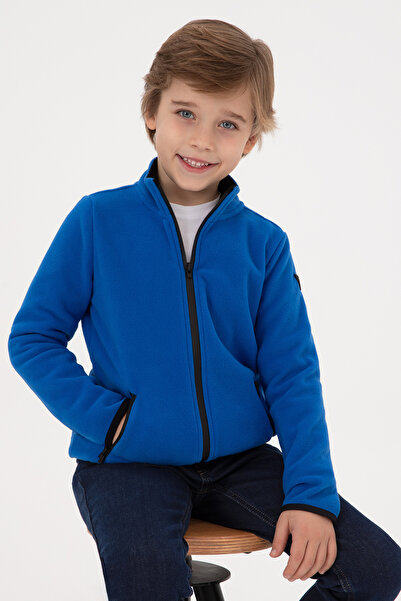 U.S. Polo Assn. سويت شيرت للأولاد أزرق بلون الكوبالت بسحاب 50313853-VR032