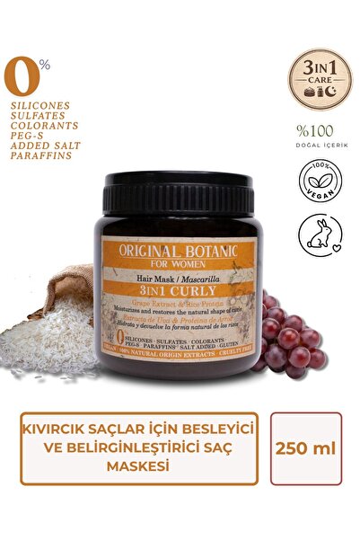 Original Botanic قناع نباتي 3 في 1 خاص للشعر المجعد 250 مل