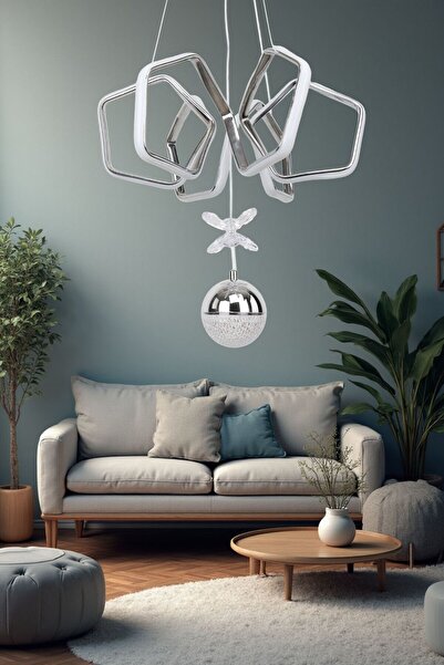 Harnelli 3 Renk Yanabilen Şeker Camlı Modern Ledli Avize