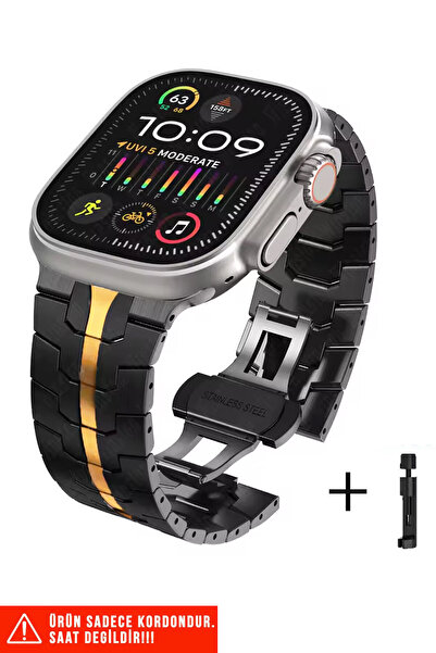 Nezih Case Stainless Steel Band with Link for Apple Watch 2/3/4/5/6/7/8/9/Se/...