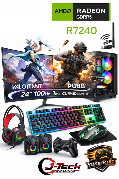 J-TECH Blood i5-3470 3.60GHz 16GB RAM 256GB SSD GDDR5 R7240 4GB 24" Curved Ak...