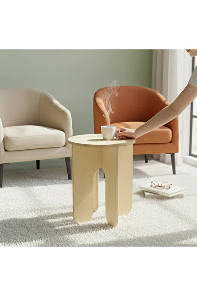 Vera Concept Home Modern Ahşap Puf Sehpa Ayaklı Kahve Sehpası Yan Sehpa Geçir...